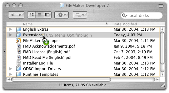 filemaker pro app folder